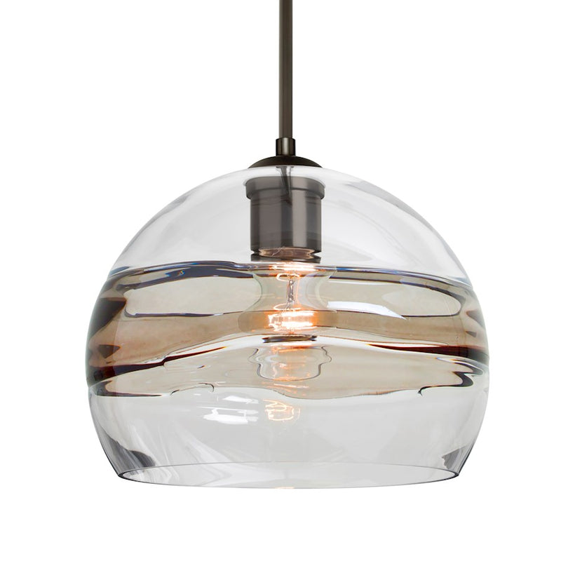 Besa Lighting Spirit 10 1-Light Cord Pendant | Contemporary Brushed Bronze and Clear/Smoke Glass | Kitchen Island & Dining | Model 1JT-SPIR10SC-BR