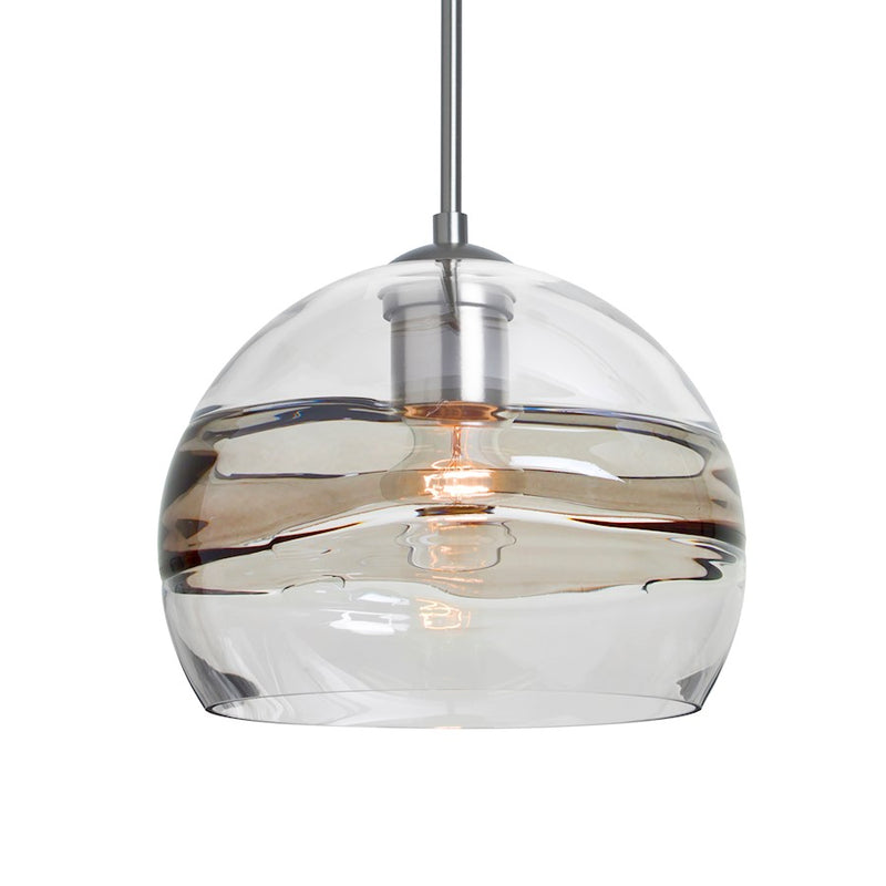 Besa Lighting Spirit 8 8in 1-Light Cord Pendant | Contemporary Satin Nickel and Clear Smoke Glass | Kitchen Island & Dining | Model 1JT-SPIR8SC-SN