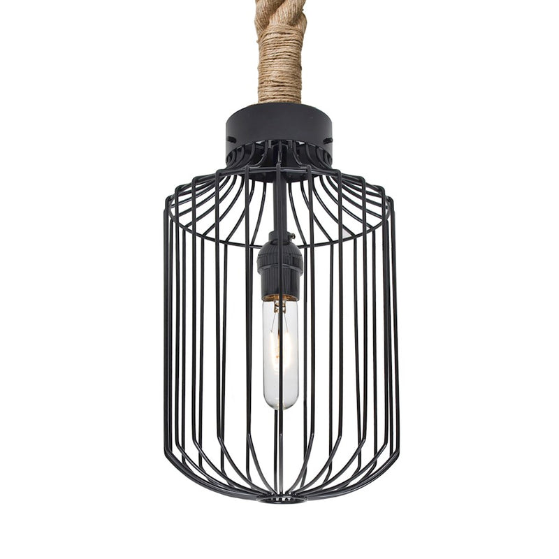 Besa Lighting Sultana 8in 1-Light Cylinder Pendant | Rustic Black Metal | Kitchen Island & Dining Room | 7.9 x 15.2 in | Model 1JT-SULTANA-C-BK