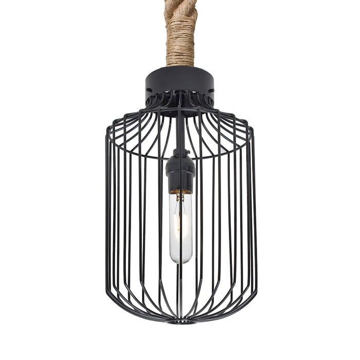 Besa Lighting Sultana 1 Light Cylinder Pendant, Black - 1JT-SULTANA-C-BK