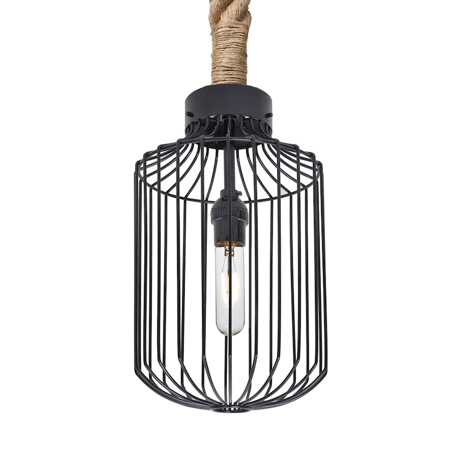 Besa Lighting Sultana 1 Light Cylinder Pendant, Black - 1JT-SULTANA-C-BK