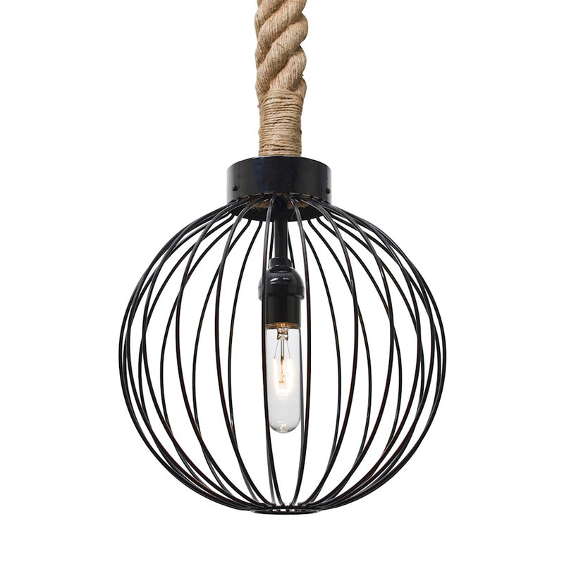 Besa Lighting Sultana 10in 1-Light Globe Pendant | Rustic Black Metal | Kitchen Island & Dining Room | 10.3 x 14.1 in | Model 1JT-SULTANA-G-BK