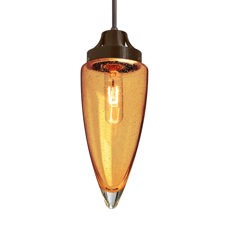 Besa Lighting Sulu 4.75in 1-Light Pendant | Transitional Bronze and Beige Glass | Kitchen Island & Dining Room | Model 1JT-SULUAM-BR