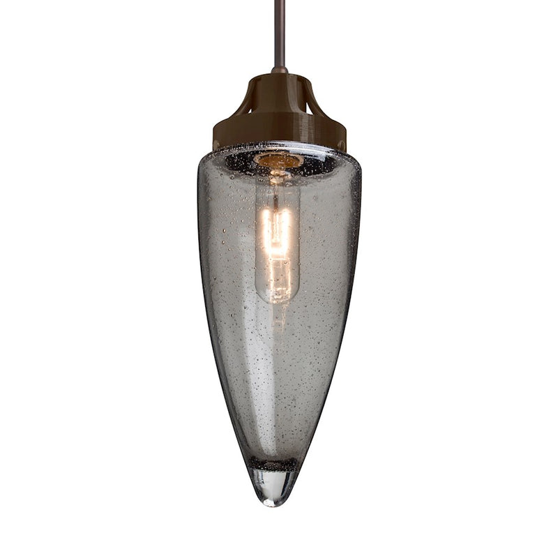 Besa Lighting Sulu 4in 1-Light Pendant | Transitional Bronze and Gray Glass | Kitchen Island & Dining Room | 4.75 x 10.5 in | Model 1JT-SULUSM-BR