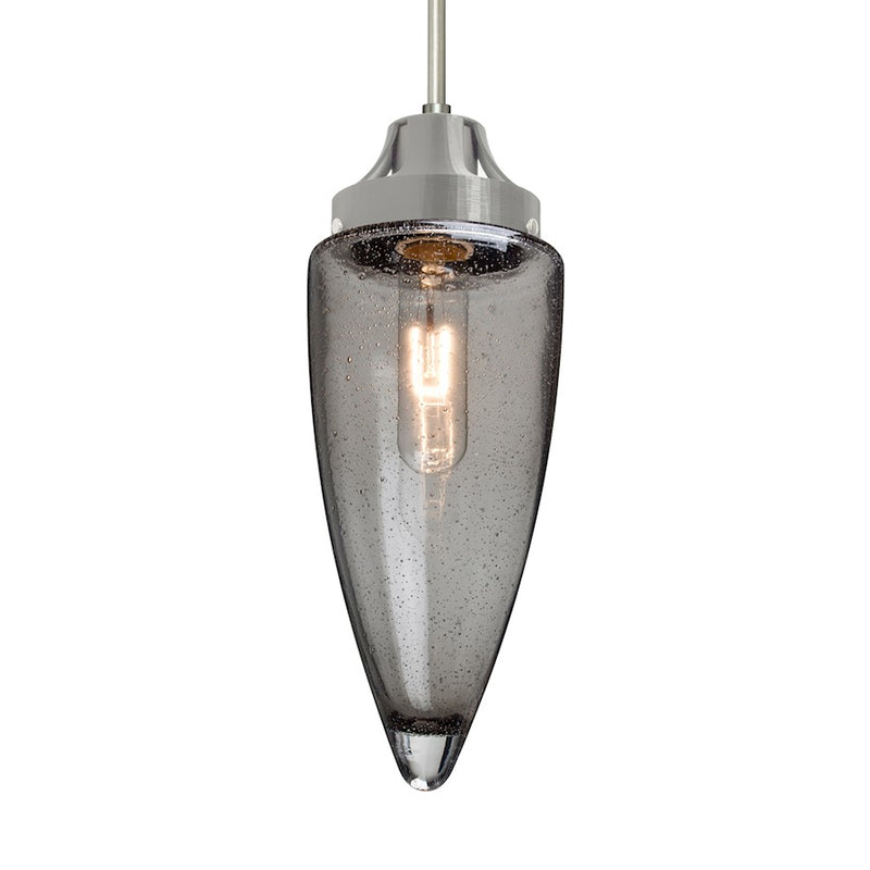 Besa Lighting Sulu 4in 1-Light Pendant | Transitional Satin Nickel and Gray Glass | Kitchen Island & Dining Room | Model 1JT-SULUSM-SN