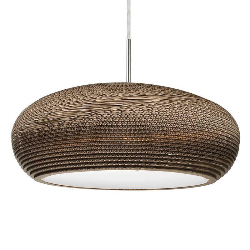 Besa Lighting Venus 17in 1-Light Pendant | Industrial Satin Nickel and Beige Cardboard Shade | Kitchen Island & Dining Room | Model 1JT-VENUS-LED-SN