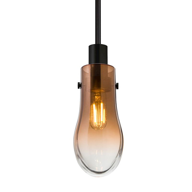 Besa Lighting Wish 6in 1-Light Pendant | Transitional Black and Beige Glass Shade | Kitchen Island & Dining Room | 3 x 3 x 6 in | Model 1JT-WISHAM-BK