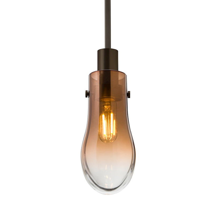Besa Lighting Wish 6in 1-Light Pendant | Transitional Bronze and Beige Glass Shade | Kitchen Island & Dining Room | 3 x 3 x 6 in | Model 1JT-WISHAM-BR