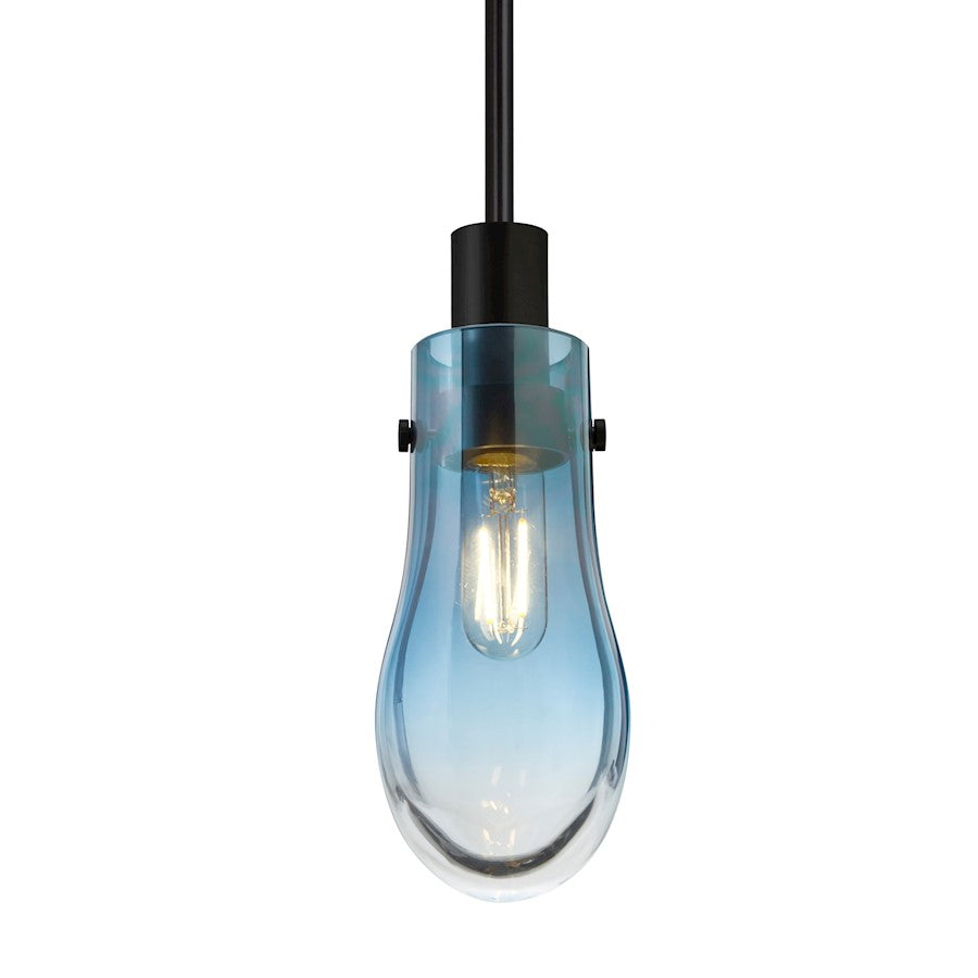 Besa Lighting Wish 1 Light LED Cord Pendant, Black/Blue - 1JT-WISHBL-EDIL-BK