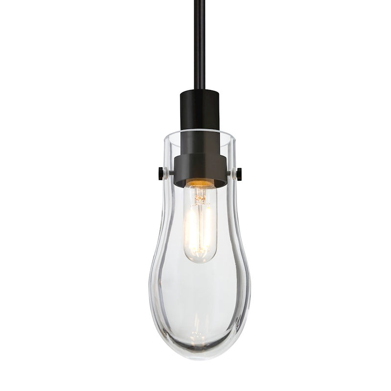 Besa Lighting Wish 6in 1-Light Cord Pendant | Transitional Black and Clear Glass | Kitchen Island & Dining Room | 3 x 3 x 6 in | Model 1JT-WISHCL-BK