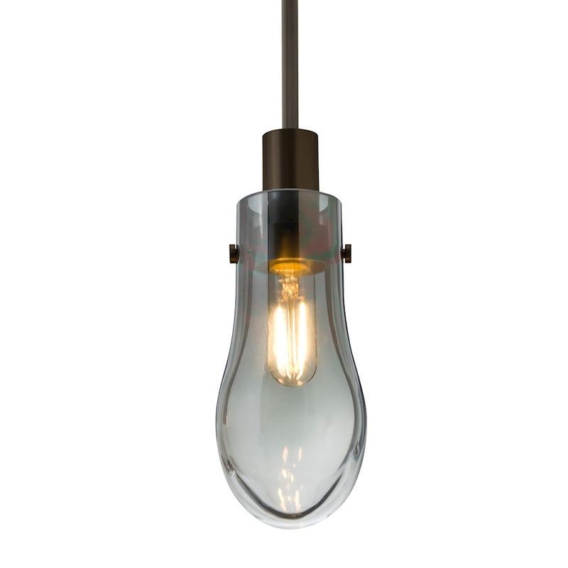Besa Lighting Wish 6in 1-Light LED Cord Pendant | Transitional Bronze and Gray Glass | Kitchen Island & Dining Room | Model 1JT-WISHSM-EDIL-BR