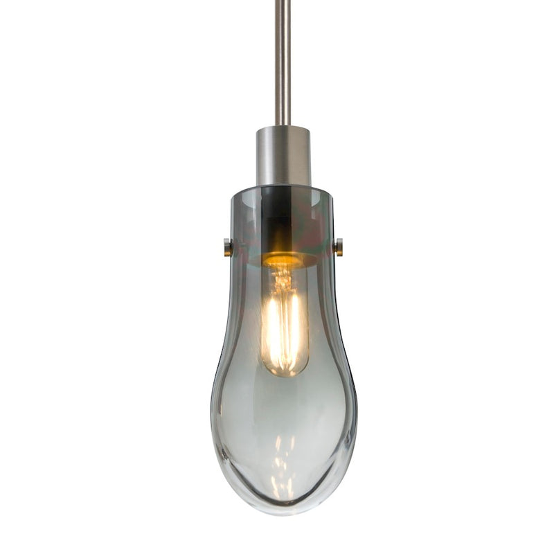 Besa Lighting Wish 1-Light LED Cord Pendant | Transitional Satin Nickel and Gray Glass | Kitchen Island & Dining Room | Model 1JT-WISHSM-EDIL-SN