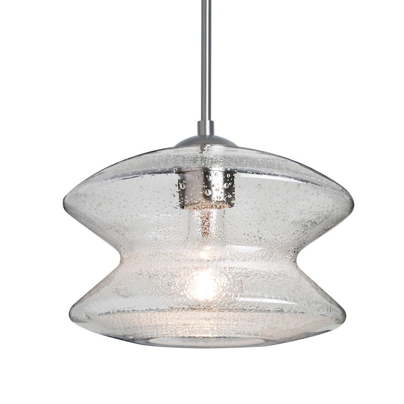 Besa Lighting Zen 1 Light Cord Pendant, Satin Nickel/Clear