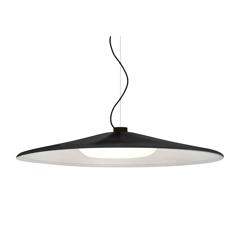 Besa Lighting Swan 24in 1-Light LED Pendant | Farmhouse Modern Black and Black Metal/Glass | Kitchen Island & Dining Room | Model 1KX-SWANBK-LED-BK