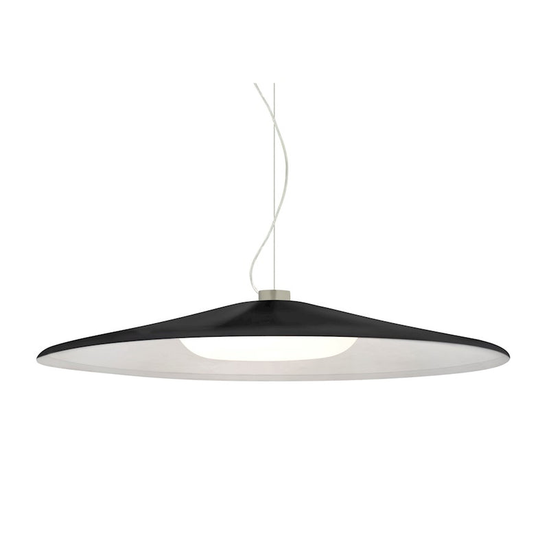 Besa Lighting Swan 24in 1-Light LED Pendant | Satin Nickel and Black Metal/Glass | Kitchen Island & Dining Room | Model 1KX-SWANBK-LED-SN