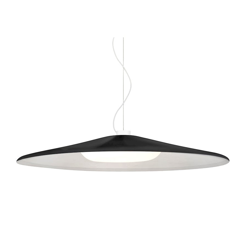 Besa Lighting Swan 24in 1-Light LED Pendant | White and Black Metal/Glass | Kitchen Island & Dining Room | 24 x 24 x 3 in | Model 1KX-SWANBK-LED-WH
