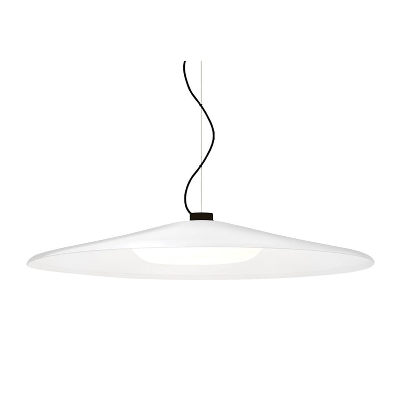 Besa Lighting Swan 24in 1-Light LED Pendant | Farmhouse Modern Black and White Glass | Kitchen Island & Dining Room | Model 1KX-SWANWH-LED-BK