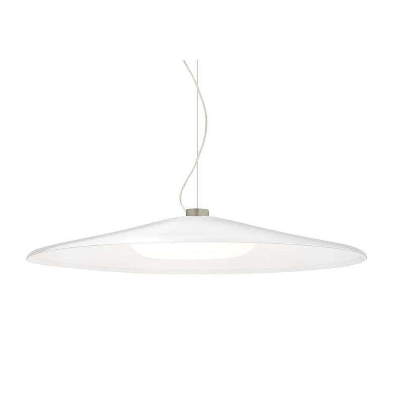 Besa Lighting Swan 24in 1-Light LED Pendant | Farmhouse Modern Satin Nickel and White Glass | Kitchen Island & Dining Room | Model 1KX-SWANWH-LED-SN