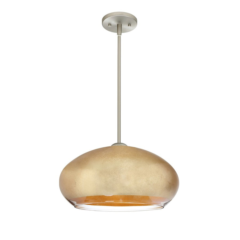 Besa Lighting Brio 14 1 Light Stem LED Pendant, NickelGold