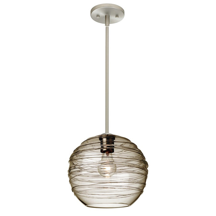 Besa Lighting Wave 10 1 Light Stem Pendant, Satin Nickel/Gray