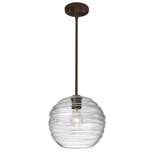 Besa Lighting Wave 10 1 Light Stem Pendant, Bronze/Clear
