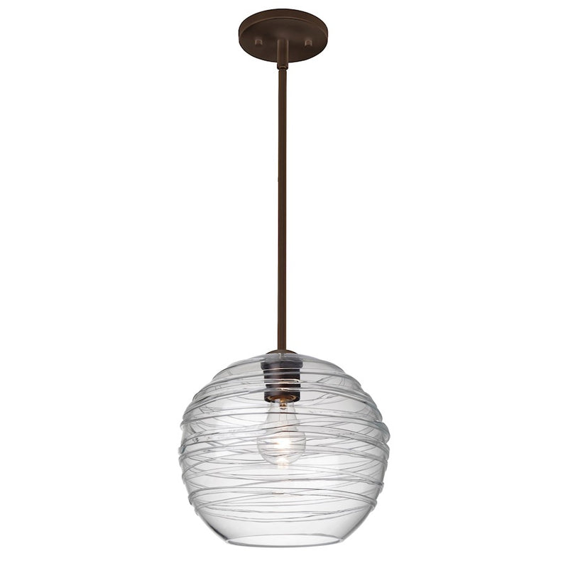 Besa Lighting Wave 10 10in 1-Light Stem Pendant | Contemporary Brushed Bronze and Clear Glass | Kitchen Island & Dining Room | Model 1TT-462761-BR