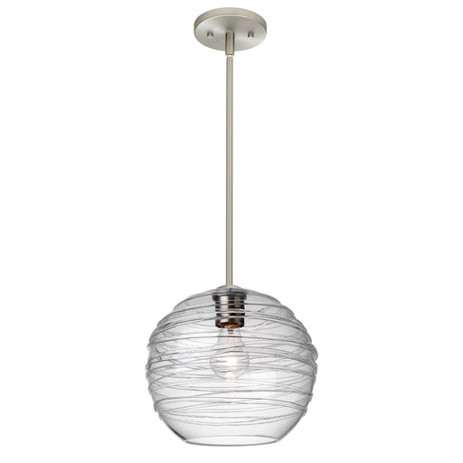 Besa Lighting Wave 10 1 Light Stem Pendant, Satin Nickel/Clear