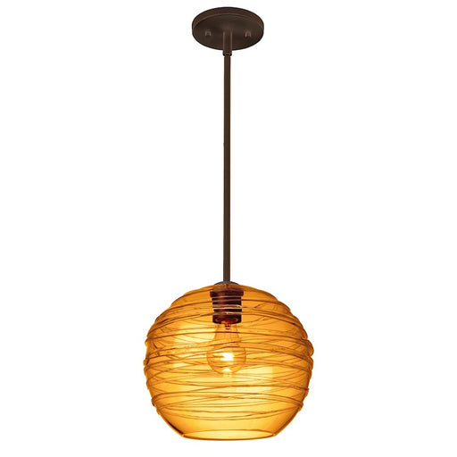Besa Lighting Wave 10 1 Light Stem Pendant, Bronze/Beige
