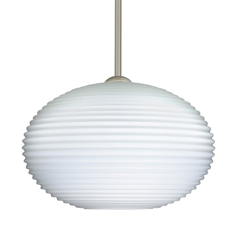 Besa Lighting Pape 10 1 Light Stem Pendant, Satin Nickel/White