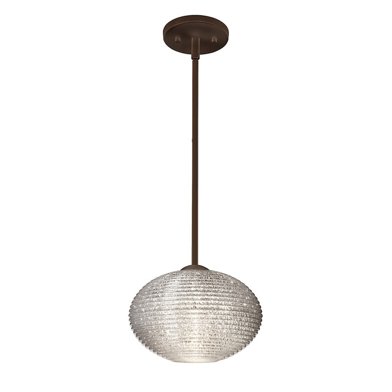 Besa Lighting Pape 10 1-Light Stem Pendant | Contemporary Bronze and Crystal Glass | Kitchen Island & Dining Room | 10 x 6 in | Model 1TT-4912GL-BR