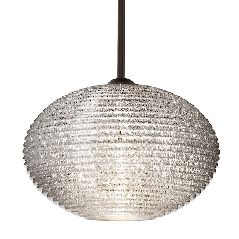 Besa Lighting Pape 10 1-Light LED Stem Pendant | Contemporary Bronze and Crystal Glass | Kitchen Island & Dining Room | Model 1TT-4912GL-LED-BR