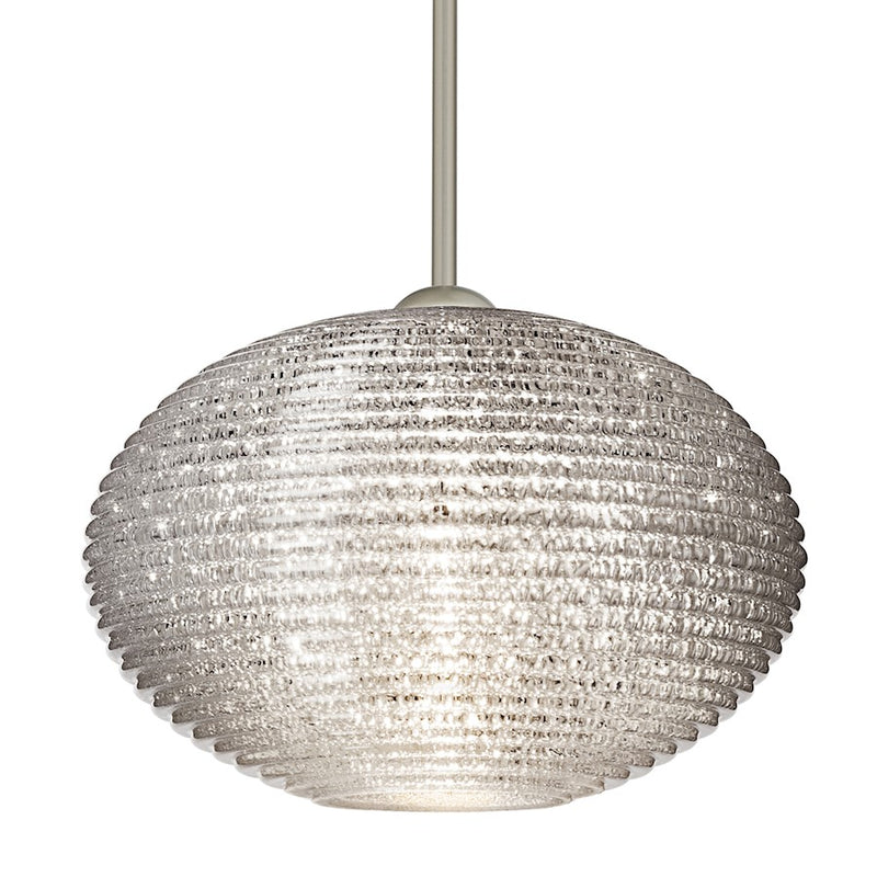 Besa Lighting Pape 10 10in 1-Light LED Pendant | Contemporary Satin Nickel and Crystal Glass | Kitchen Island & Dining Room | Model 1TT-4912GL-LED-SN