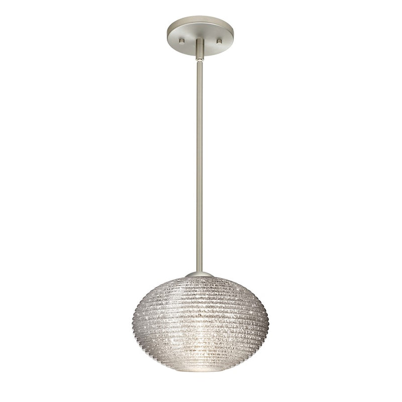Besa Lighting Pape 10 10in 1-Light LED Pendant | Contemporary Satin Nickel and Crystal Glass | Kitchen Island & Dining Room | Model 1TT-4912GL-LED-SN