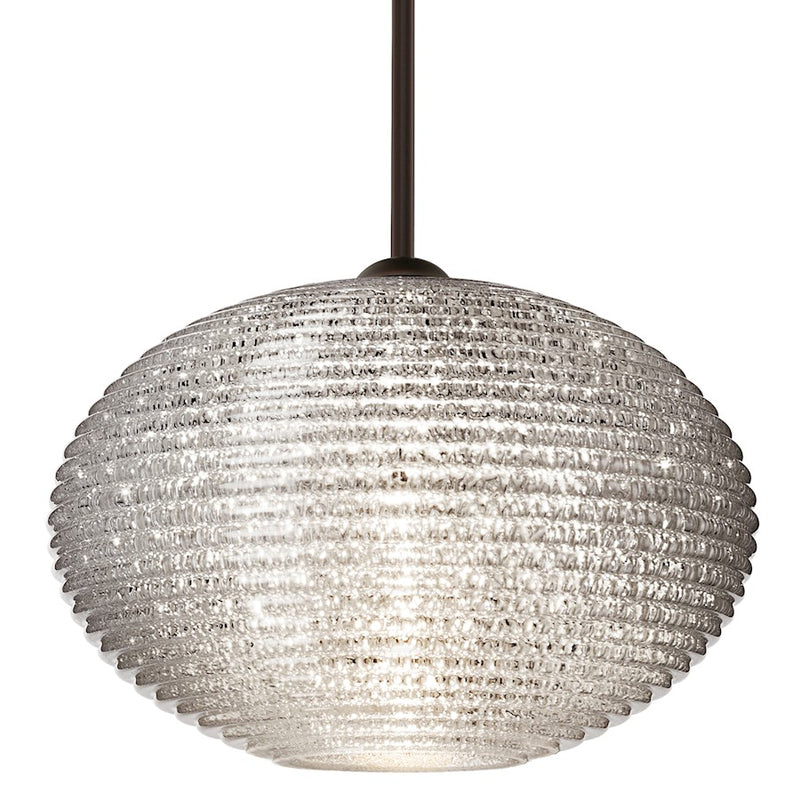 Besa Lighting Pape 12 11in 1-Light Stem Pendant | Contemporary Bronze and Crystal Glass | Kitchen Island & Dining Room | Model 1TT-4913GL-BR