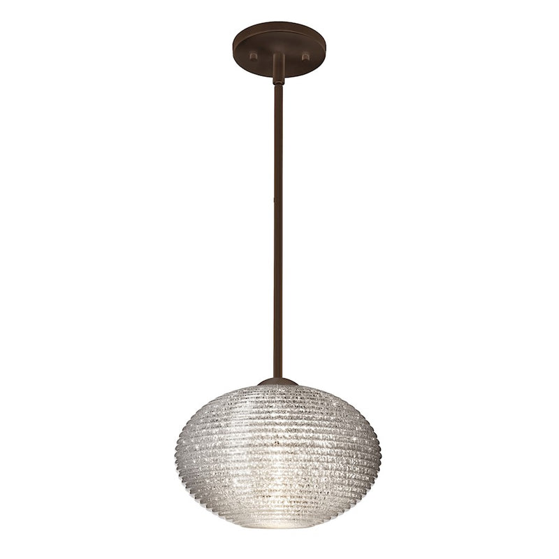 Besa Pape 12 11in 1-Light LED Stem Pendant | Contemporary Bronze and Crystal Glass | Kitchen Island & Dining Room | Model 1TT-4913GL-LED-BR
