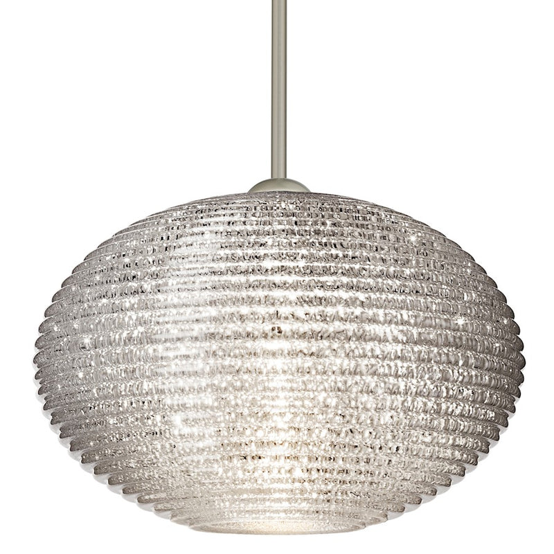 Besa Pape 12 1-Light LED Pendant | Contemporary Satin Nickel and Crystal Glass | Kitchen Island & Dining Room | Model 1TT-4913GL-LED-SN