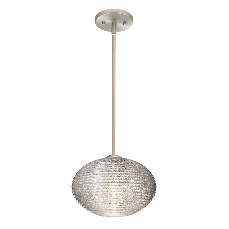 Besa Pape 12 1-Light Pendant | Contemporary Satin Nickel and Crystal Glass | Kitchen Island & Dining Room | 11.75 x 7.5 in | Model 1TT-4913GL-SN