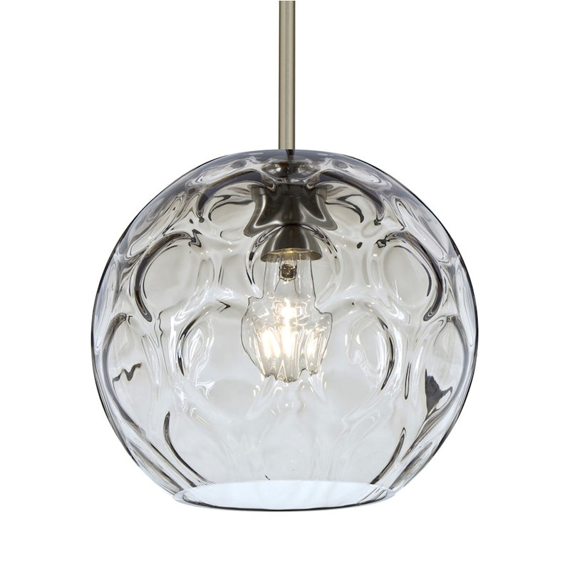 Besa Bombay 1-Light Pendant | Modern Satin Nickel and Clear Glass | Kitchen Island & Dining Room | 9.8 x 8.4 in | Model 1TT-BOMYCL-SN