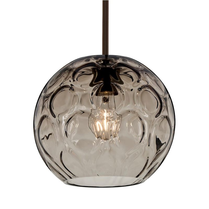 Besa Lighting Bombay 1-Light Stem Pendant | Bronze and Smoke Gray Glass | Kitchen Island & Dining Room | 9.8 x 9.8 x 8.4 in | Model 1TT-BOMYSM-BR
