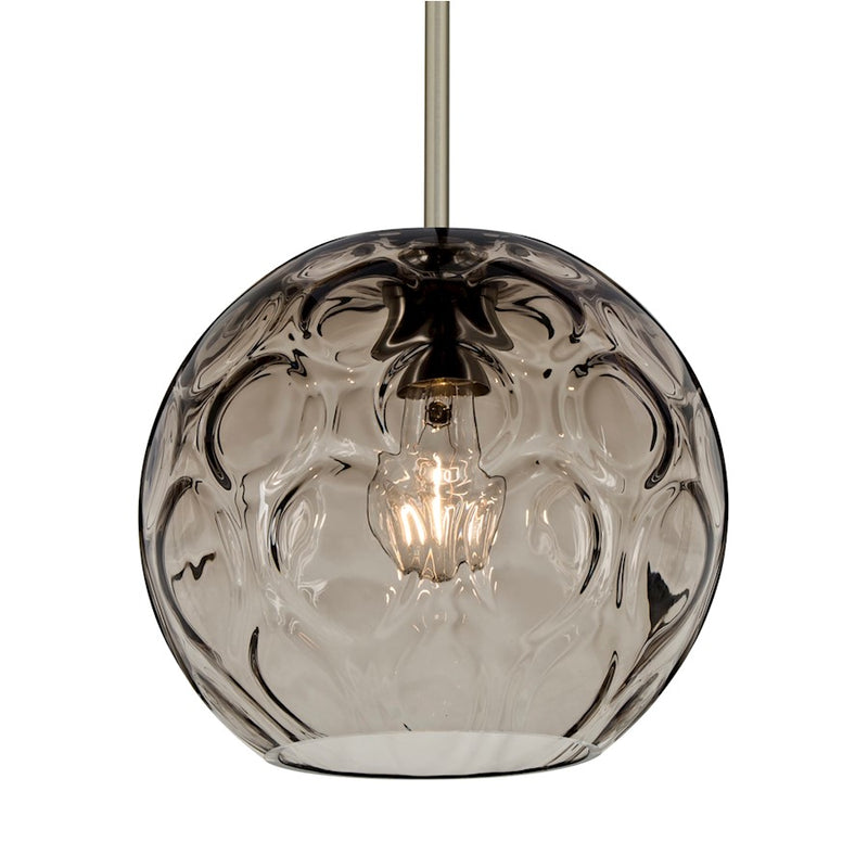 Besa Lighting Bombay 1-Light Stem Pendant | Satin Nickel and Smoke Gray Glass | Kitchen Island & Dining Room | Model 1TT-BOMYSM-SN