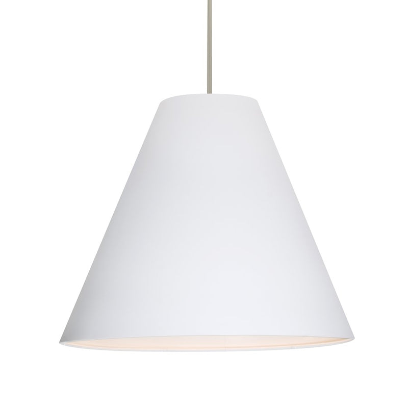 Besa Lighting Dylan 20in 1-Light LED Pendant | Industrial Satin Nickel and White Metal | Kitchen Island & Dining Room | Model 1TT-DYLANWH-LED-SN