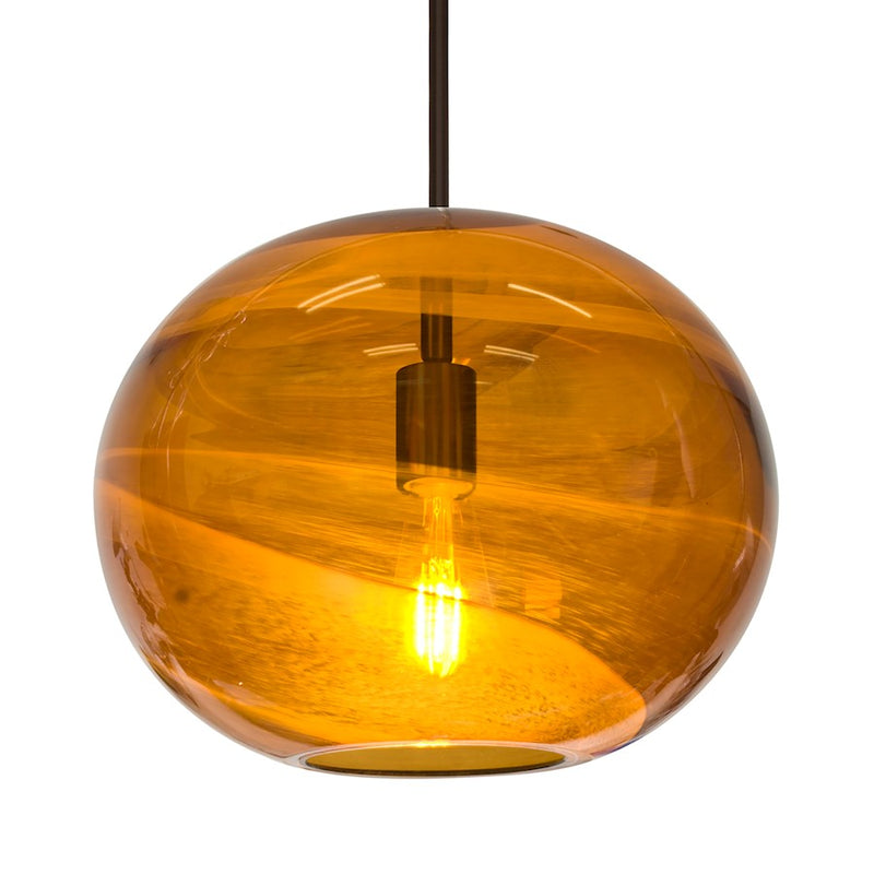 Besa Lighting Geno 13in 1-Light LED Pendant | Contemporary Bronze and Beige Glass | Kitchen Island & Dining Room | Model 1TT-GENOAM-EDIL-BR