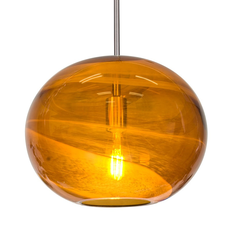 Besa Lighting Geno 13in 1-Light LED Pendant | Contemporary Satin Nickel and Beige Glass | Kitchen Island & Dining Room | Model 1TT-GENOAM-EDIL-SN
