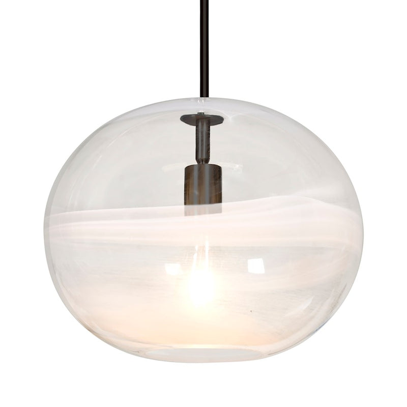 Besa Lighting Geno 13in 1-Light Stem Pendant | Contemporary Black and Clear Glass | Kitchen Island & Dining Room | Model 1TT-GENOCL-BK