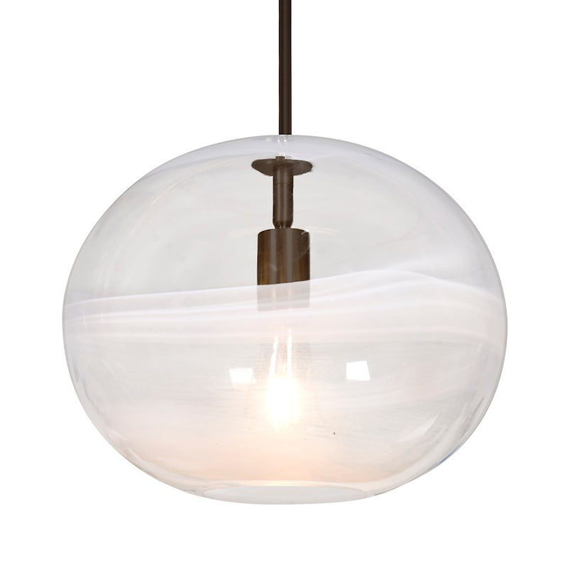 Besa Lighting Geno 13in 1-Light LED Stem Pendant | Contemporary Bronze and Clear Vapor Glass | Kitchen Island & Dining | Model 1TT-GENOCL-EDIL-BR