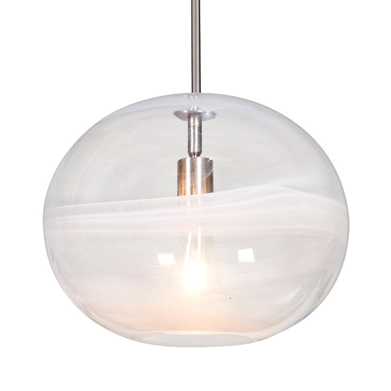 Besa Lighting Geno 13in 1-Light LED Stem Pendant | Contemporary Satin Nickel and Clear Vapor Glass | Kitchen Island | Model 1TT-GENOCL-EDIL-SN