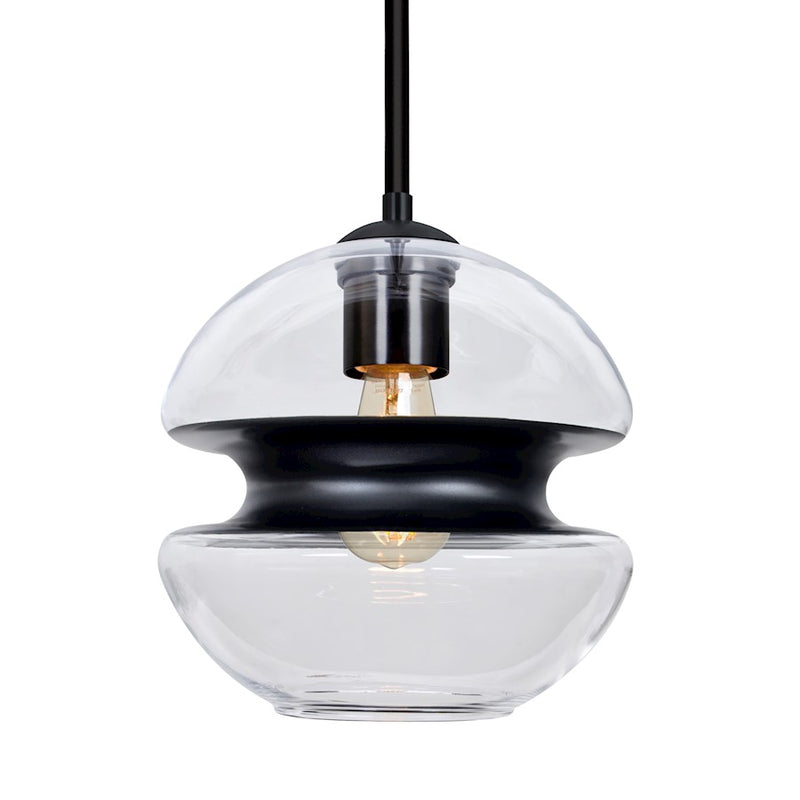 Besa Lighting Hula 8 8in 1-Light LED Stem Pendant | Contemporary Black and Black Glass | Kitchen Island & Dining Room | Model 1TT-HULA8BK-EDIL-BK