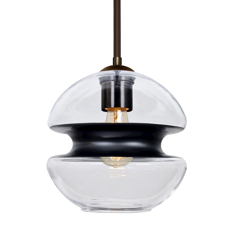 Besa Lighting Hula 8 1-Light LED Stem Pendant | Contemporary Bronze and Black Glass | Kitchen Island & Dining Room | Model 1TT-HULA8BK-EDIL-BR
