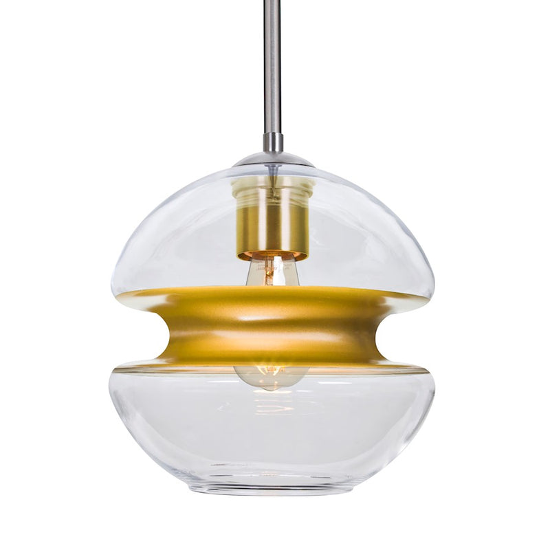 Besa Lighting Hula 8 1-Light LED Pendant | Satin Nickel and Gold Glass | Kitchen Island & Dining Room | 8 x 8 x 7.75 in | Model 1TT-HULA8GD-EDIL-SN