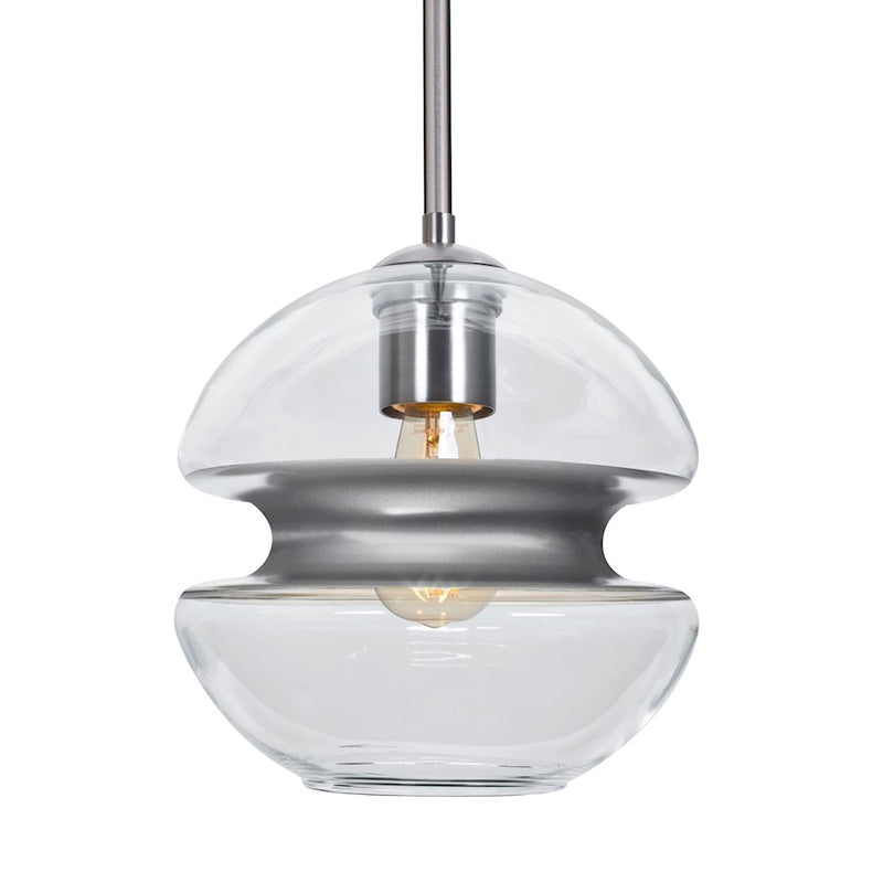 Besa Lighting Hula 8 8in 1-Light LED Pendant | Satin Nickel and Silver Glass | Kitchen Island & Dining Room | Model 1TT-HULA8SL-EDIL-SN